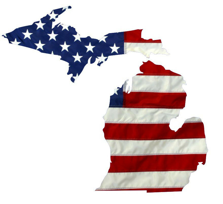 State of Michigan Realistic American Flag Window Decal - Various Sizes - Powercall Sirens LLC