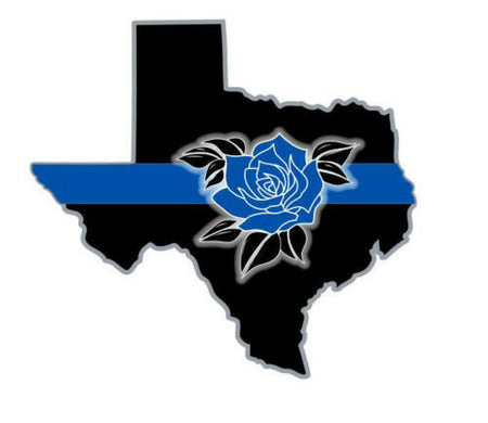 Thin Blue line State of Texas with Rose Reflective Decal Various Sizes - Powercall Sirens LLC