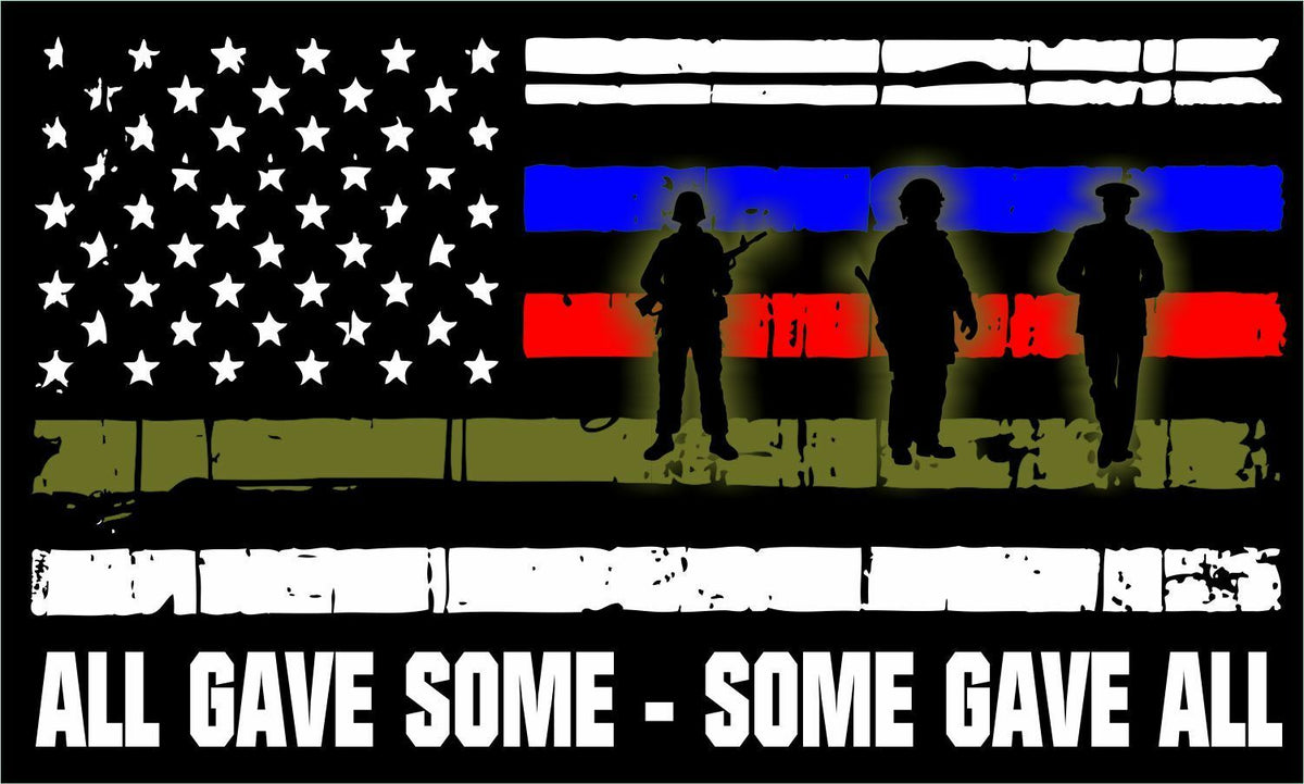 Thin Blue Line Horizontal Flag All Gave Some Firefighter, Police, Military Decal - Powercall Sirens LLC