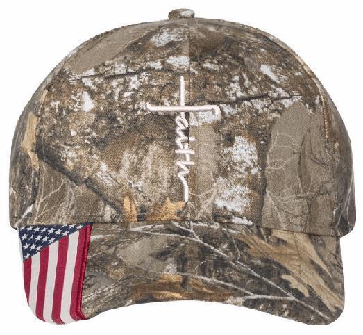 Faith Hat - Embroidered USA300 Adjustable hat w/ flag brim Faith Jesus Christ - Powercall Sirens LLC