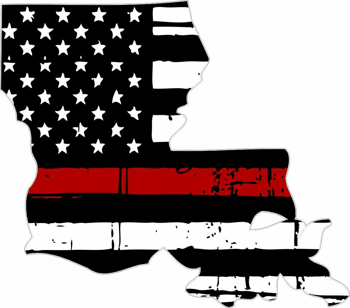 Thin Red Line Decal - State of Louisiana Decal - Exterior Window Sticker - Decal - Powercall Sirens LLC