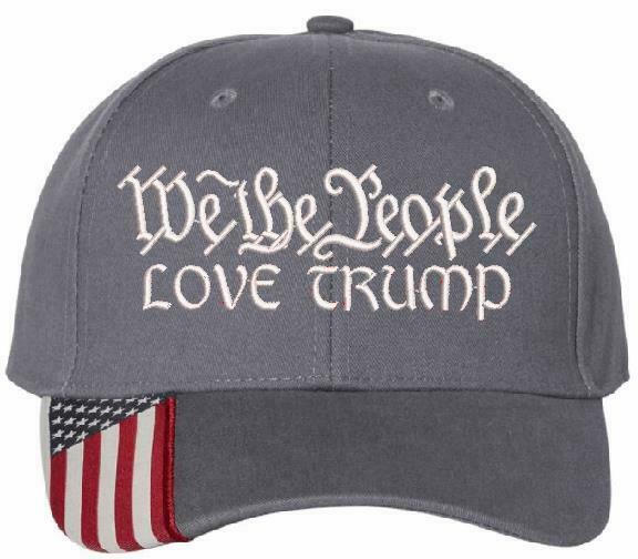 We The People "LOVE TRUMP" Embroidered Hat 2nd Amendment USA300 hat w/Flag Brim - Powercall Sirens LLC