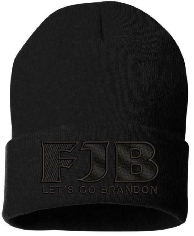 FJB Anti Joe Biden Embroidered Winter Hat BLACKOUT HAT Cuff or Beanie Style - Powercall Sirens LLC