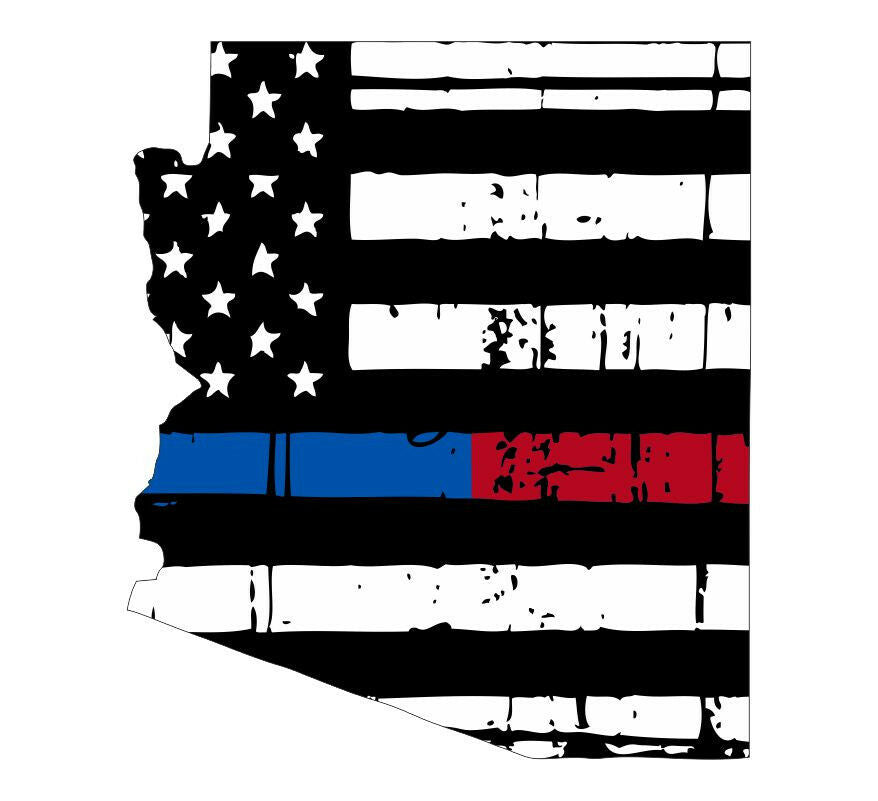 Thin blue red line decal - State of Arizona Tattered Flag Decal - Various Sizes - Powercall Sirens LLC