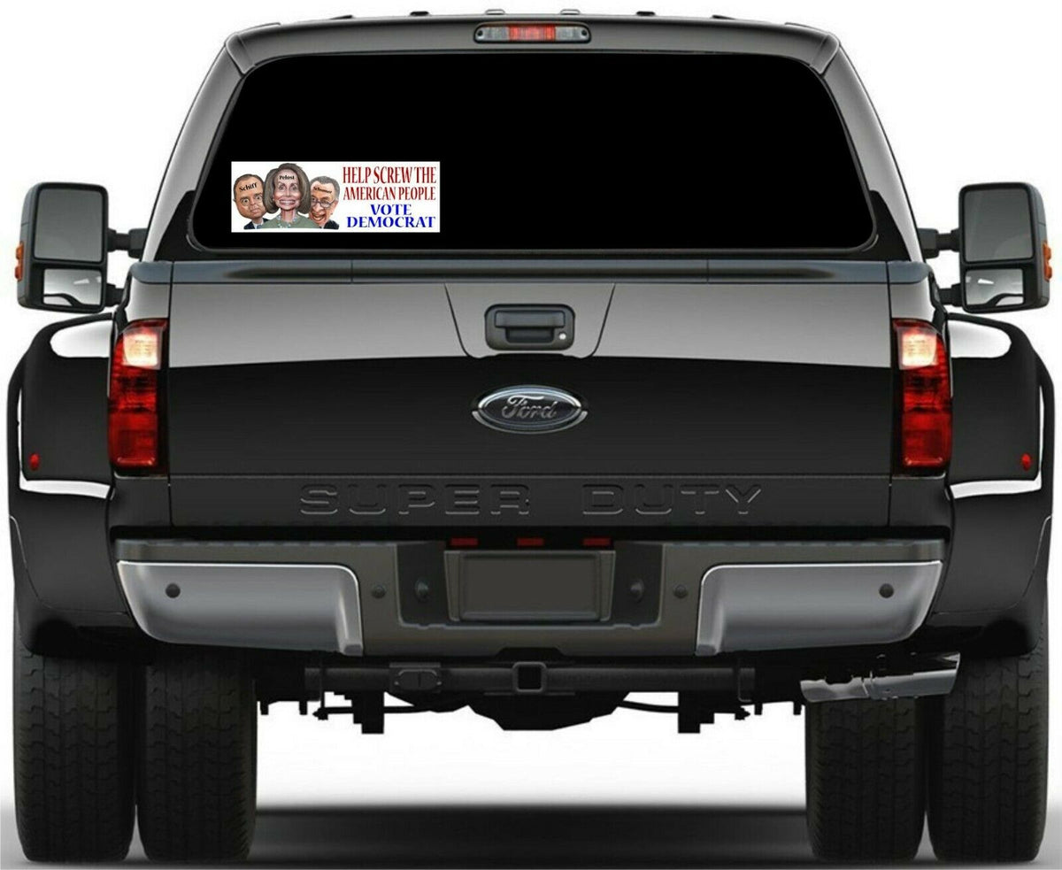 Vote Democrat Help Screw the American People Bumper Sticker 8.7" x 3" Sticker - Powercall Sirens LLC