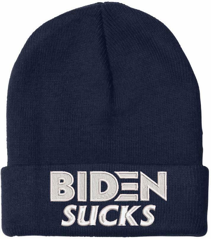 BIDEN SUCKS Embroidered Winter Hat-Cuff or Beanie Style FU46 FJB Trump 2024 - Powercall Sirens LLC