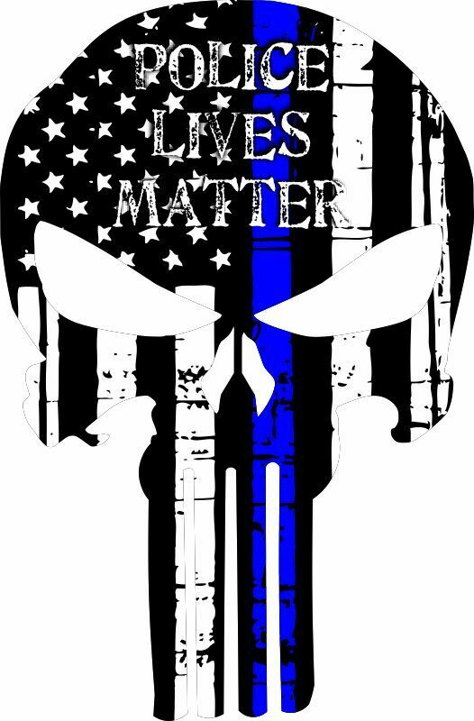 Police Lives Matter Blue Line Punisher Window decal Blue Line Various Sizes - Powercall Sirens LLC