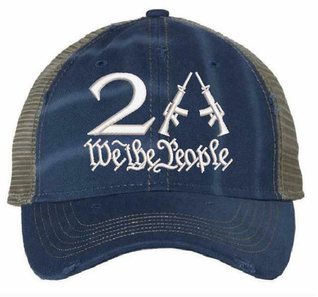 We the People 2nd Amendment 2A Embroidered Unstructured Adjustable Mesh Back Hat - Powercall Sirens LLC