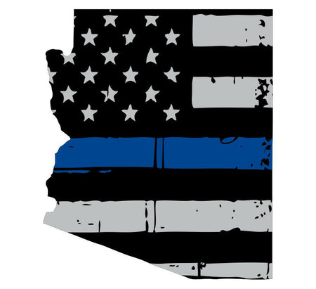 Thin Blue Line Decal - State of Arizona window vinyl sticker - Various Size - Powercall Sirens LLC