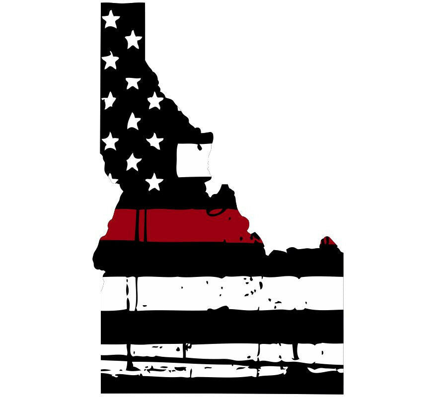 Thin Red line decal - State of Idaho Tattered Flag Decal - Various Sizes - Powercall Sirens LLC