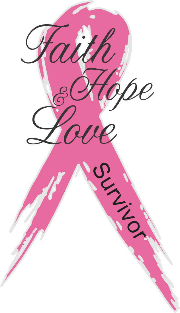 Pink 2"x5" Faith, Hope, & Love Survivor Breast Cancer Awareness Ribbon Decal - Powercall Sirens LLC