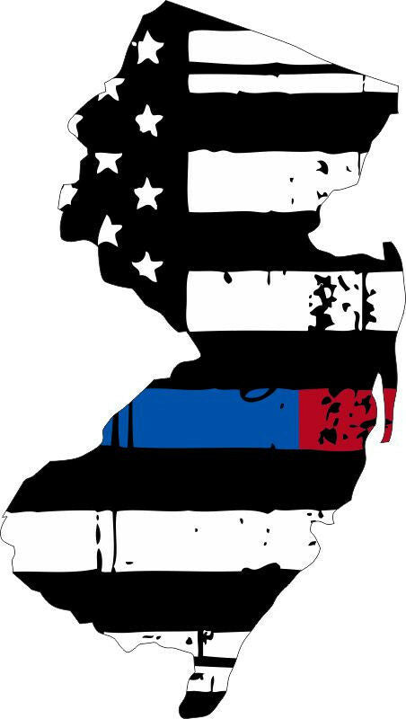 Thin blue red line decal - State of New Jersey Tattered Flag Decal - Powercall Sirens LLC