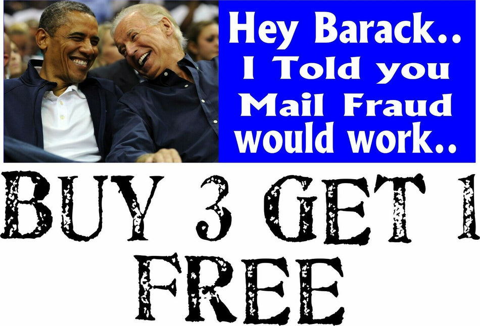 SLEEPY JOE BUMPER STICKER, Hey Barack Mail Fraud Bumper Sticker 8.7" x 3" - Powercall Sirens LLC