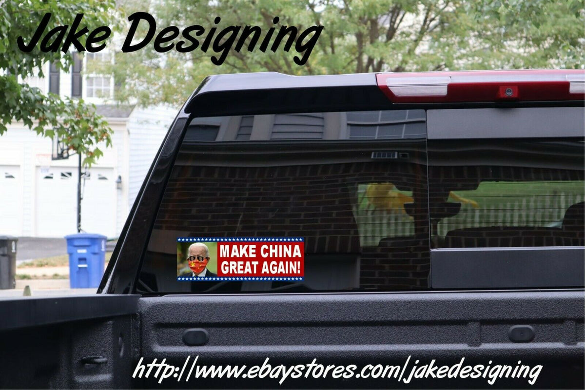 Biden Make China Great Again China Mask Bumper Sticker 8.7" x 3" Bumper Sticker - Powercall Sirens LLC