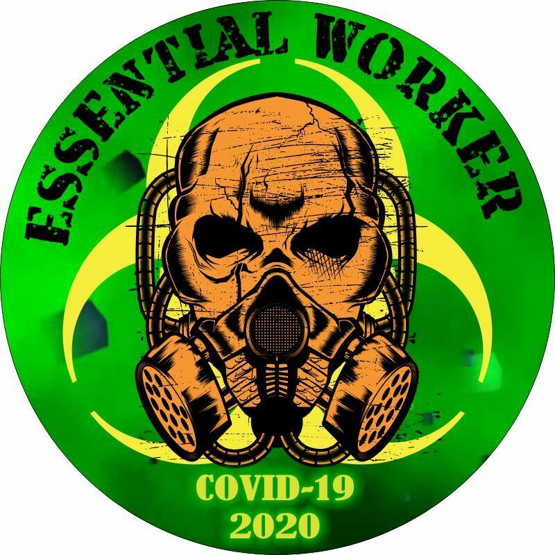 Essential Worker Sticker - Green Hazmat/Radioactive Skull Decal - Various Sizes - Powercall Sirens LLC