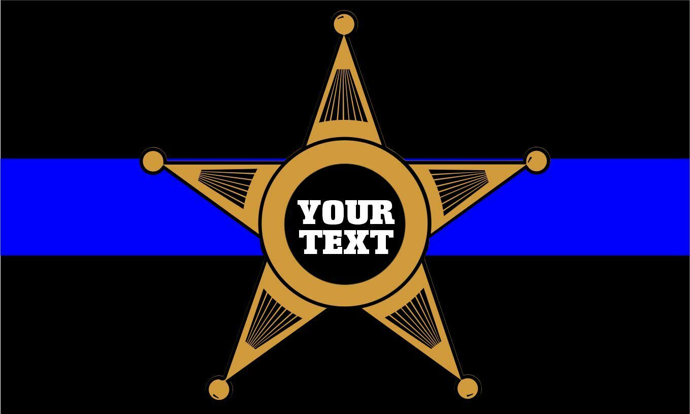 Thin Blue Line Decal - 5 Point Star GOLD Reflective Decal - Optional Customize - Powercall Sirens LLC