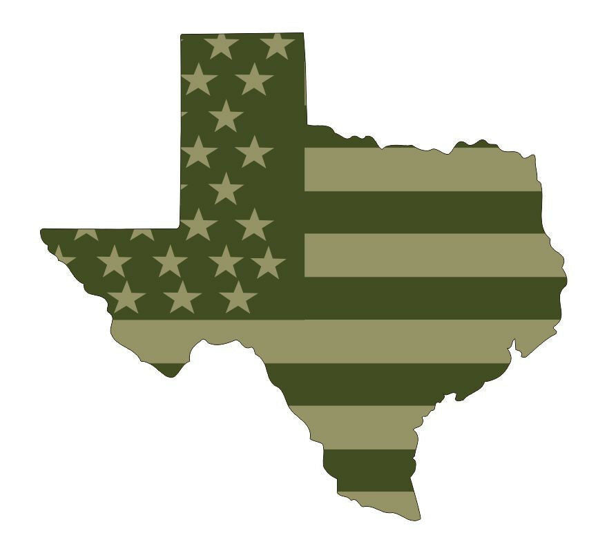 State of Texas Olive Drab / Millitary USA Flag Window Decal - Various Sizes - Powercall Sirens LLC