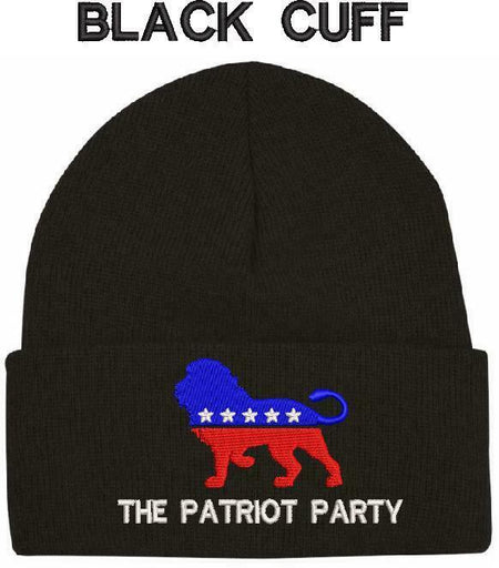 The Patriot Party Lion Custom Embroidered WINTER HAT Beanie or Cuff Knit Hat - Powercall Sirens LLC