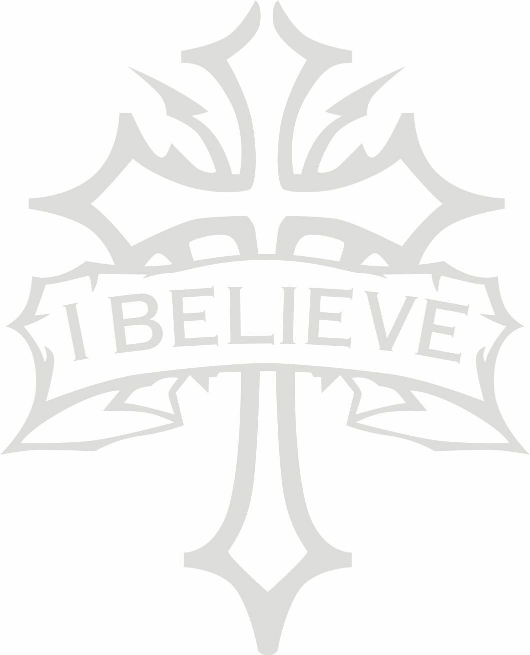 Religious Decal Christian Cross I Believe Exterior Window Various Size and Color - Powercall Sirens LLC