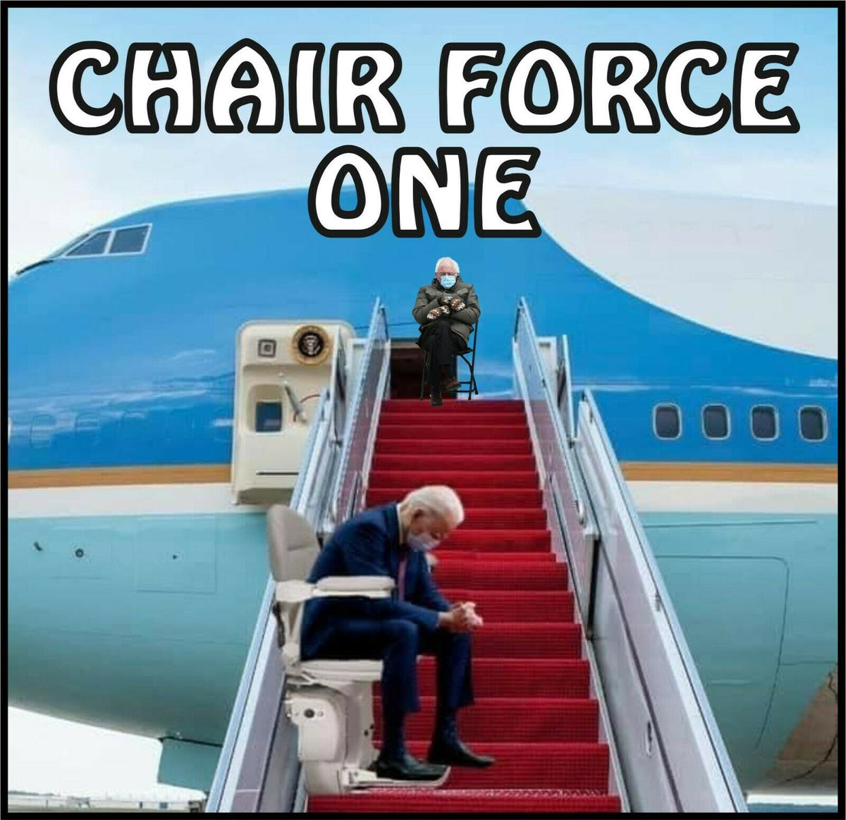 Anti Joe Biden Bernie Sander "Chair Force One" Bumper Sticker 6" x 6" Sticker - Powercall Sirens LLC