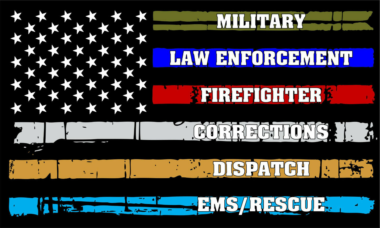 Thin Blue Line, Police, Fire, Military, Dispatch Rescue Exterior Flag Decal - Powercall Sirens LLC