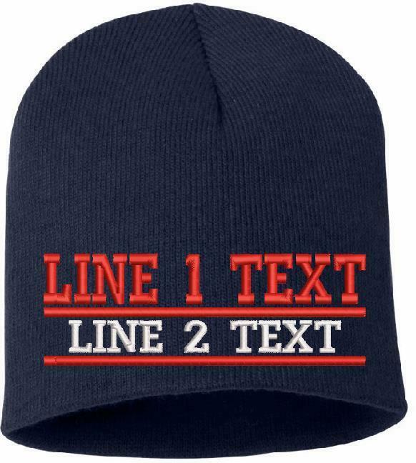 Custom Firefighter Winter Hat Embroidered DUAL RED LINE Knit Beanie or Cuff - Powercall Sirens LLC