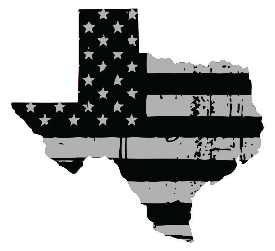 Tattered USA Flag Black/Gray window decal - State of Texas various size - Powercall Sirens LLC