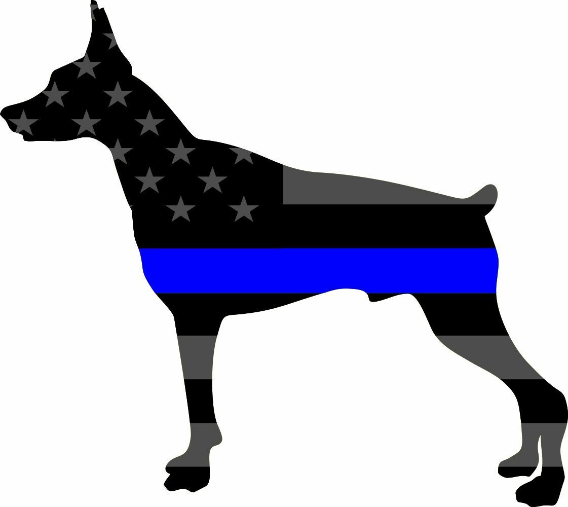 Thin Blue Line K9 Subdued Doberman Exterior Window Decal - Various Options - Powercall Sirens LLC