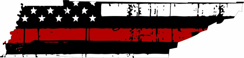 Thin Red line decal - State of Tennessee Tattered Flag Decal - Various Sizes - Powercall Sirens LLC