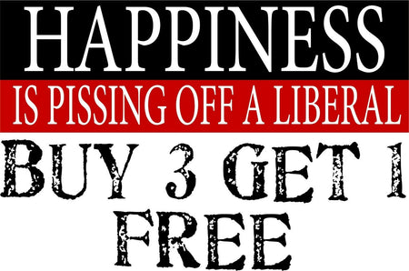 Happiness is Pissing off a Liberal Bumper Sticker 8.8" x 3" Trump Bumper Decal - Powercall Sirens LLC