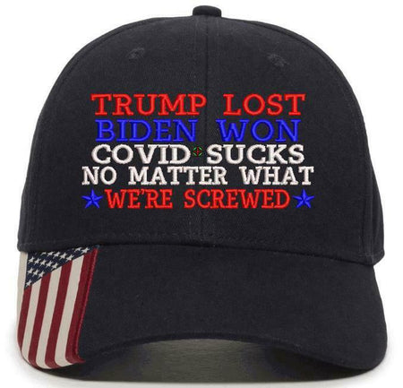 Joe Biden Won Trump Lost WE'RE SCREWED Adjustable USA300 Embroidered Hat CAP - Powercall Sirens LLC