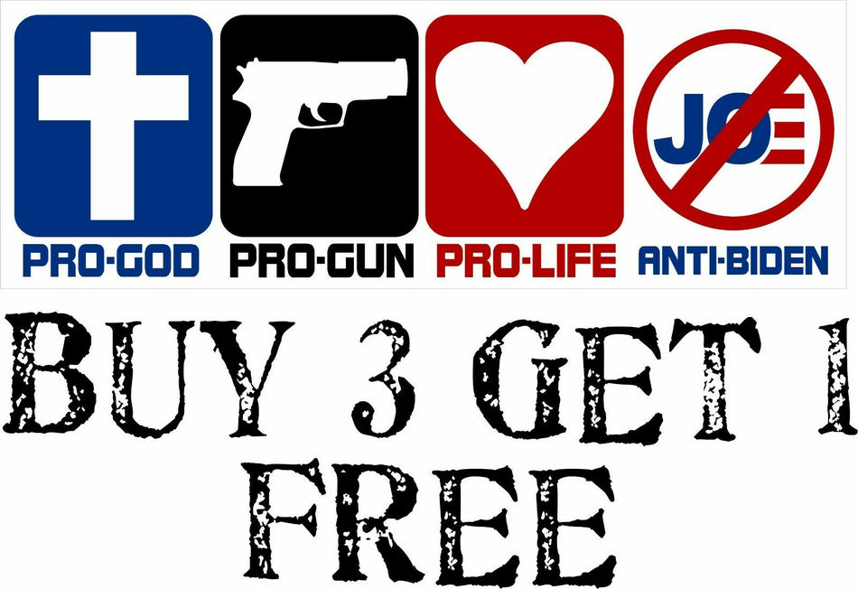 Anti Joe Biden Pro God Pro Gun Pro Life Anti Biden Bumper Sticker 8.7" x 3" - Powercall Sirens LLC