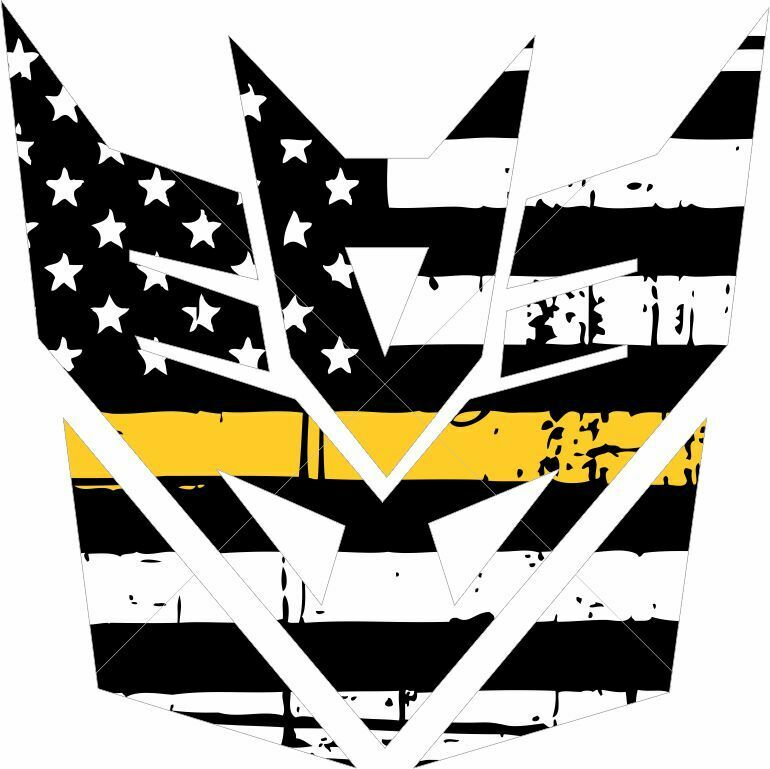 Decepticon Yellow Line Transformers Tattered Flag Decal-Various Sizes Towing - Powercall Sirens LLC