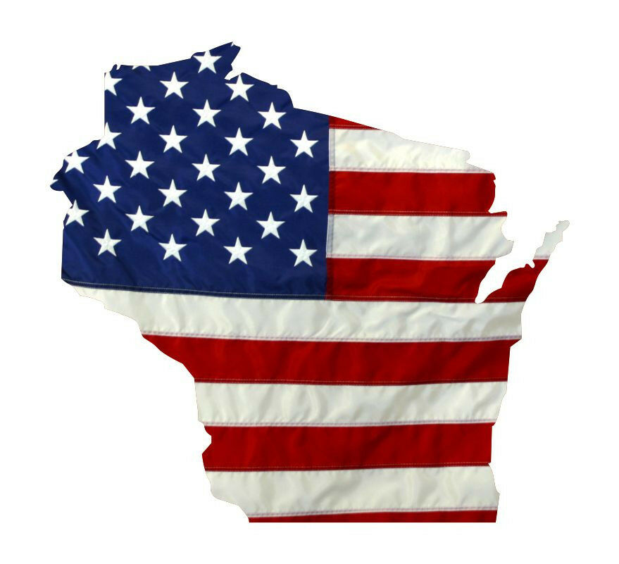 State of Wisconsin Realistic American Flag Window Decal - Various Sizes - Powercall Sirens LLC