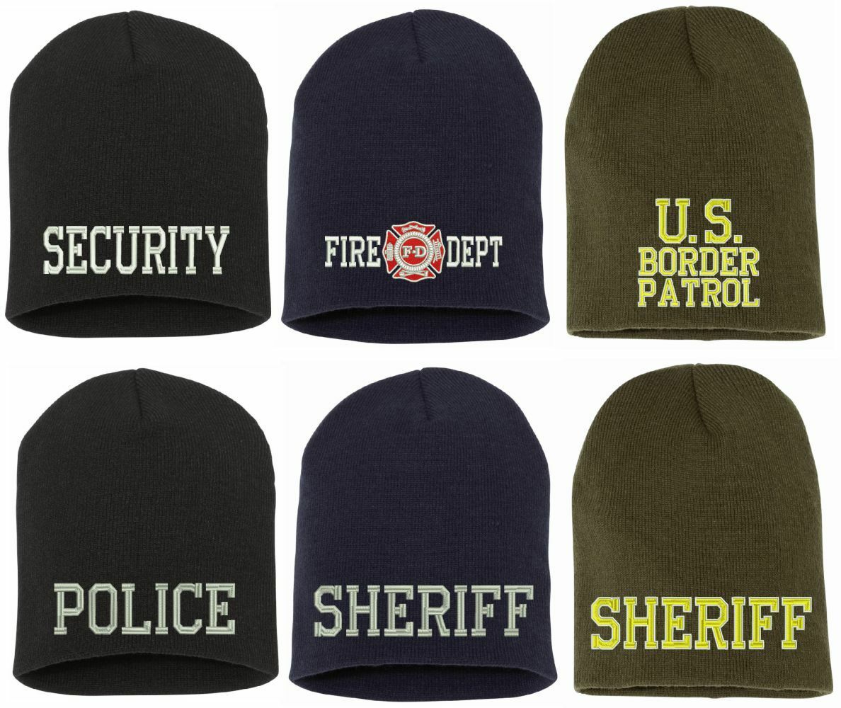 Police Fire Dept Security Border Patrol Sheriff Short Beanies Knit Caps Winter - Powercall Sirens LLC