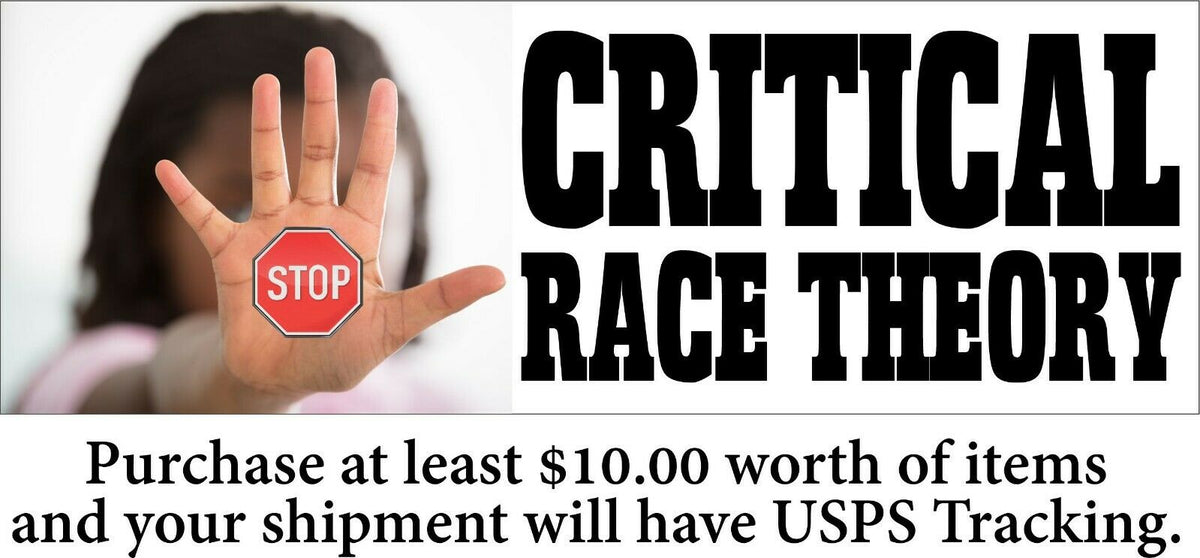 Stop Critical Race Theory Bumper Sticker - 8.6" x 3" Automotive Bumper Sticker - Powercall Sirens LLC