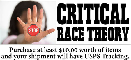 Stop Critical Race Theory Bumper Sticker - 8.6" x 3" Automotive Bumper Sticker - Powercall Sirens LLC