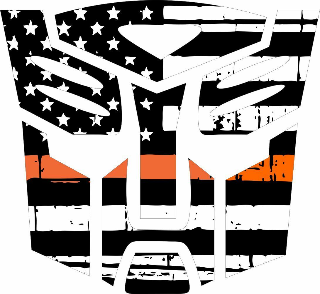 Transformer Autobot Thin Orange Line Decal Exterior Window Decal - Various Sizes - Powercall Sirens LLC