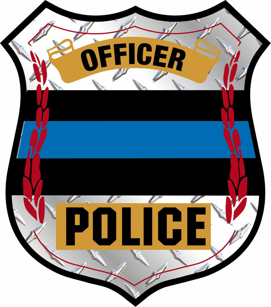 100% Reflective Thin Blue Line Badge Diamond Window Decal Police Law Enforcement - Powercall Sirens LLC