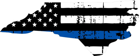 Thin Blue Line Decal -State of North Carolina window vinyl sticker -Various Size - Powercall Sirens LLC