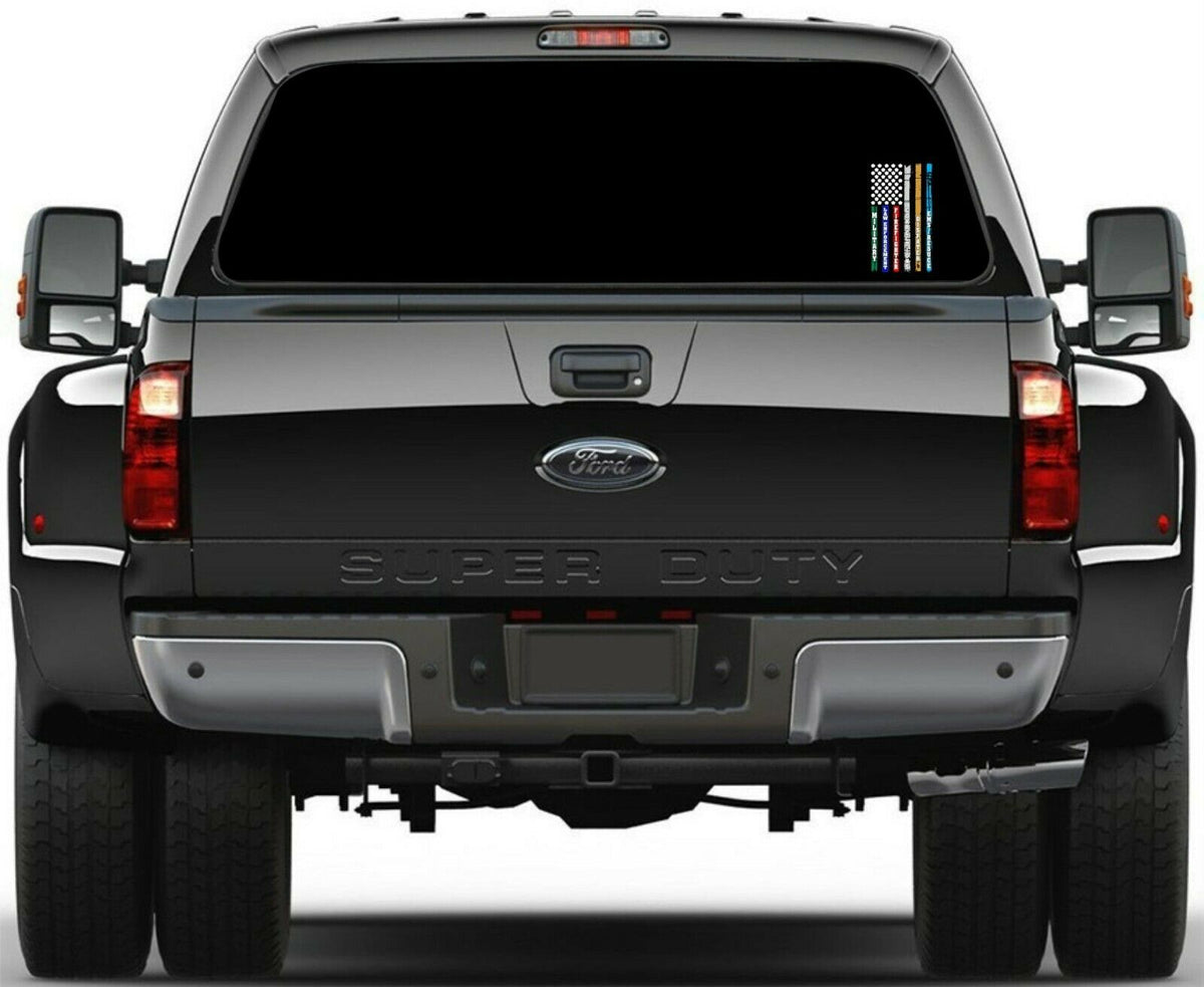 Thin Blue Line Red Line Military EMS Dispatch LEW Corrections Flag DECAL - Powercall Sirens LLC