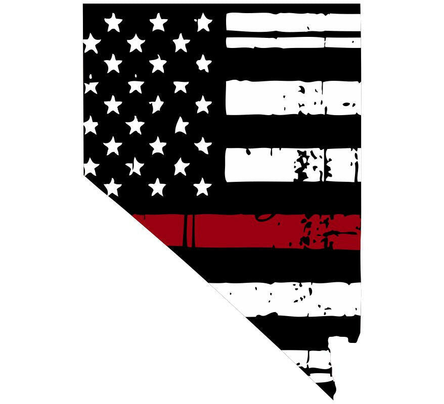 Thin Red line decal - State of Nevada Tattered Flag Decal - Various Sizes - Powercall Sirens LLC