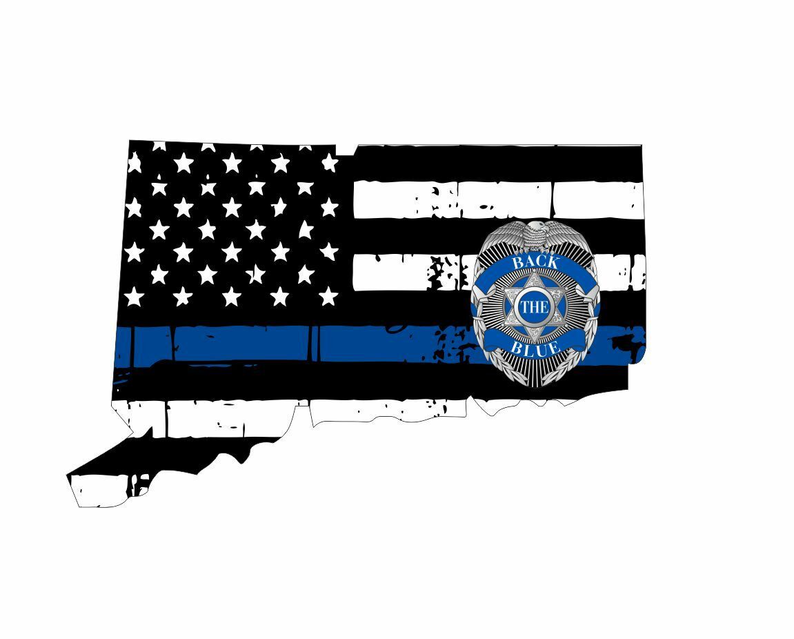 Thin Blue line decal - State of Connecticut Back the Blue- Various Sizes - Powercall Sirens LLC