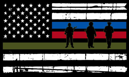 Thin Blue Line Horizontal Flag decal American Flag Firefighter, Police, Military - Powercall Sirens LLC