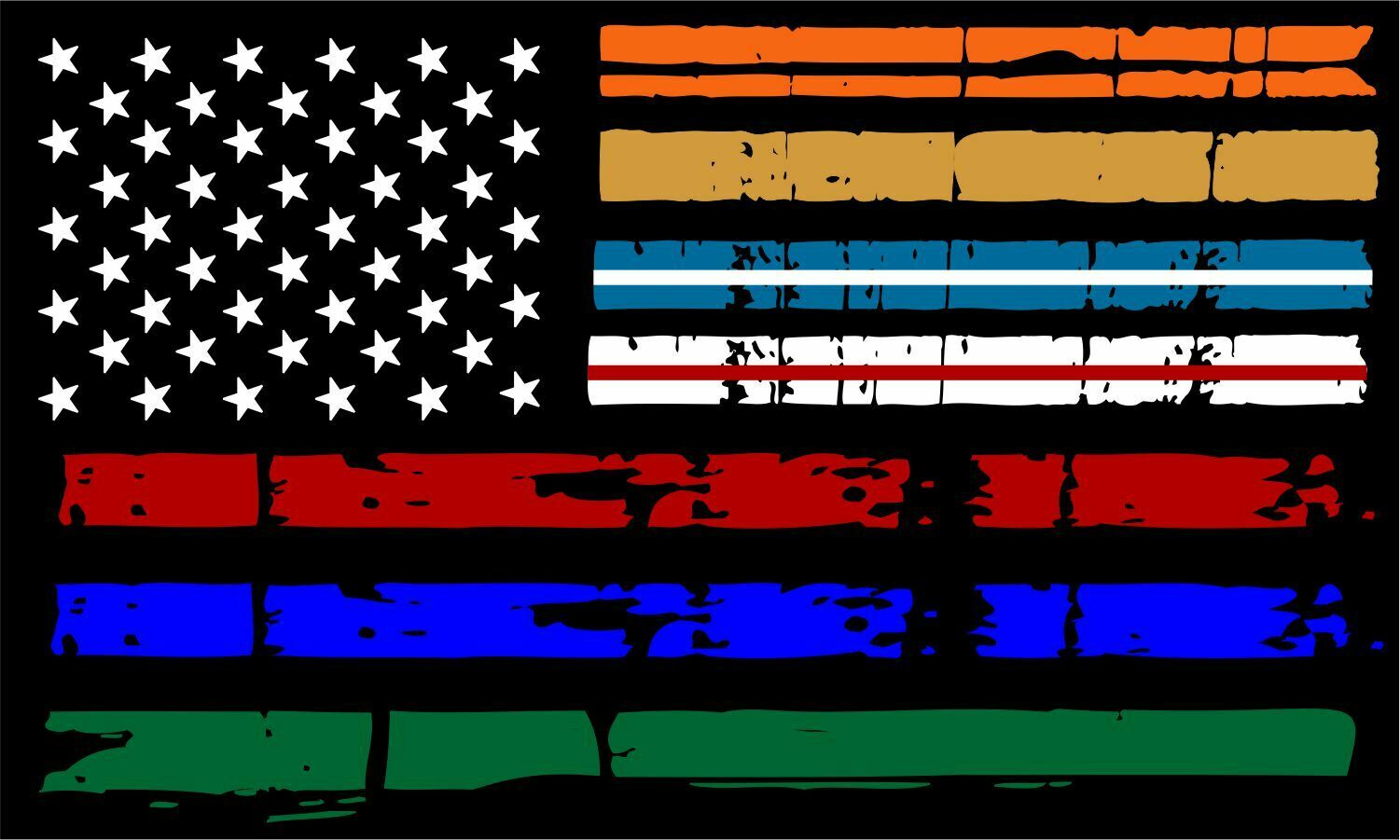 Thin Blue Line Decal Flag Military MAGNET, Orange Dispatch Red Line Magnet - Powercall Sirens LLC