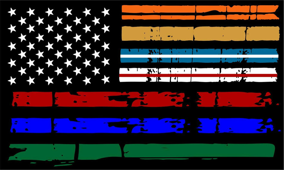 Thin Blue Line Decal Flag Military MAGNET, Orange Dispatch Red Line Magnet - Powercall Sirens LLC