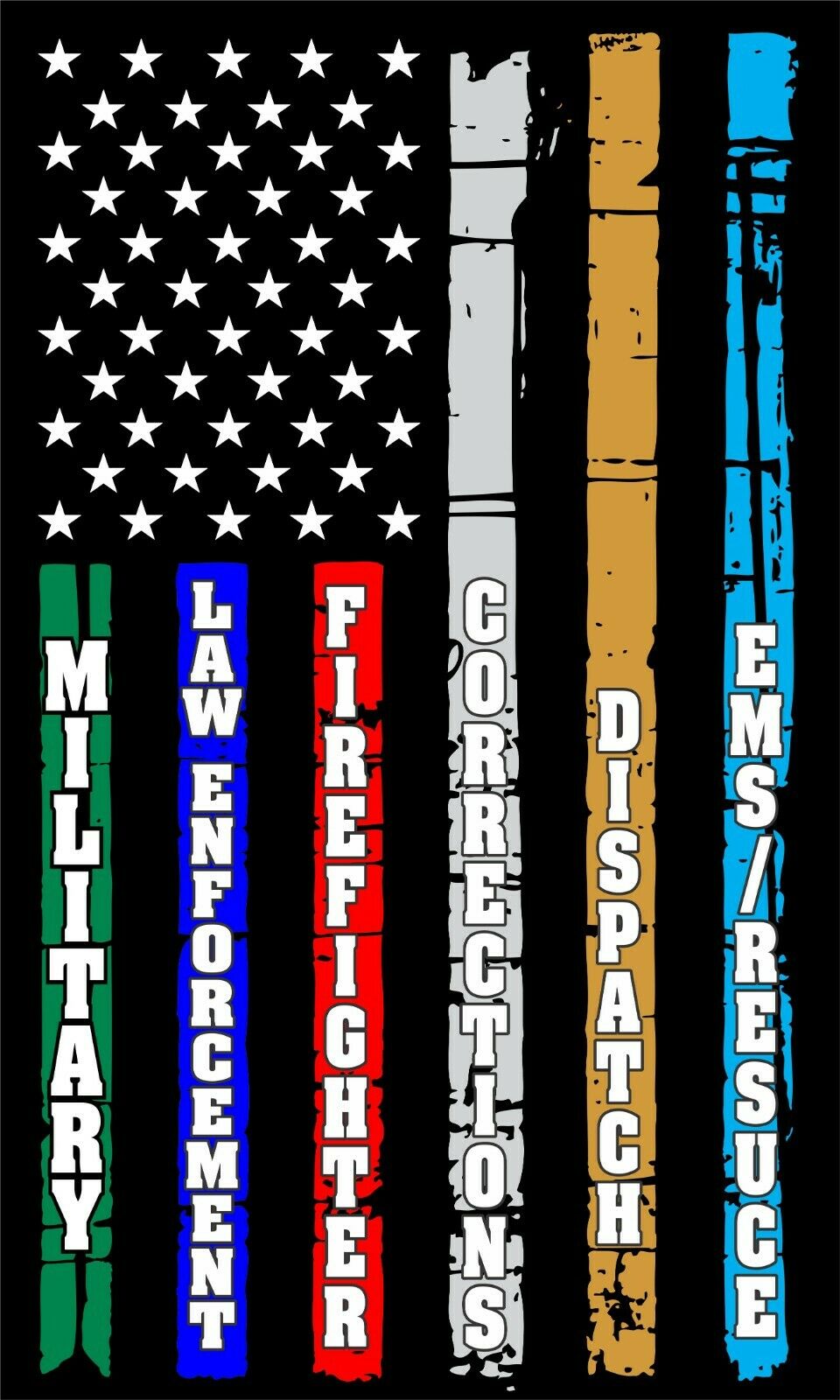 Thin Blue Line Red Line Military EMS Dispatch LEW Corrections Flag DECAL - Powercall Sirens LLC