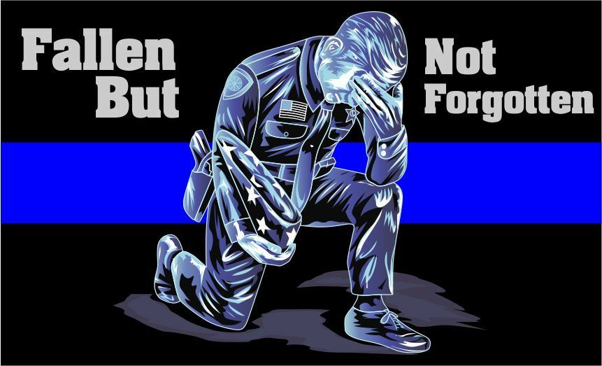 Thin Blue Line Decal - Kneeling Police officer Down Reflective - Various Sizes - Powercall Sirens LLC