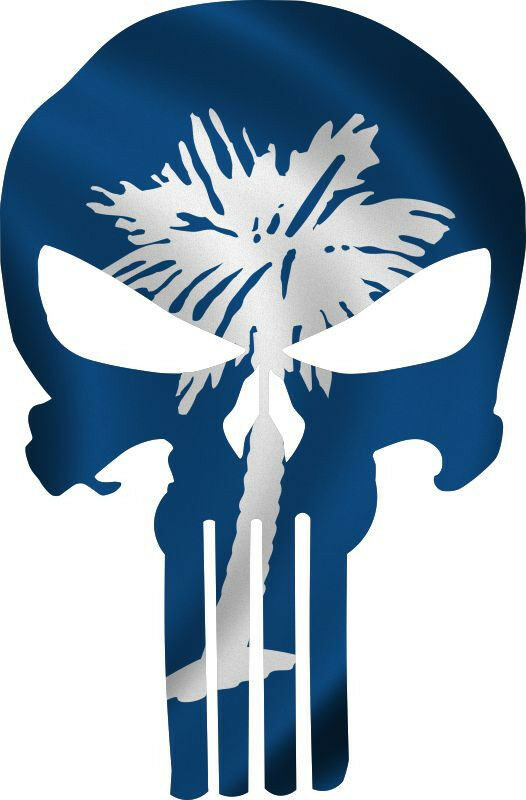 Punisher Skull Decal - South Carolina Flag Decal Sticker Graphic - FREE SHIPPING - Powercall Sirens LLC