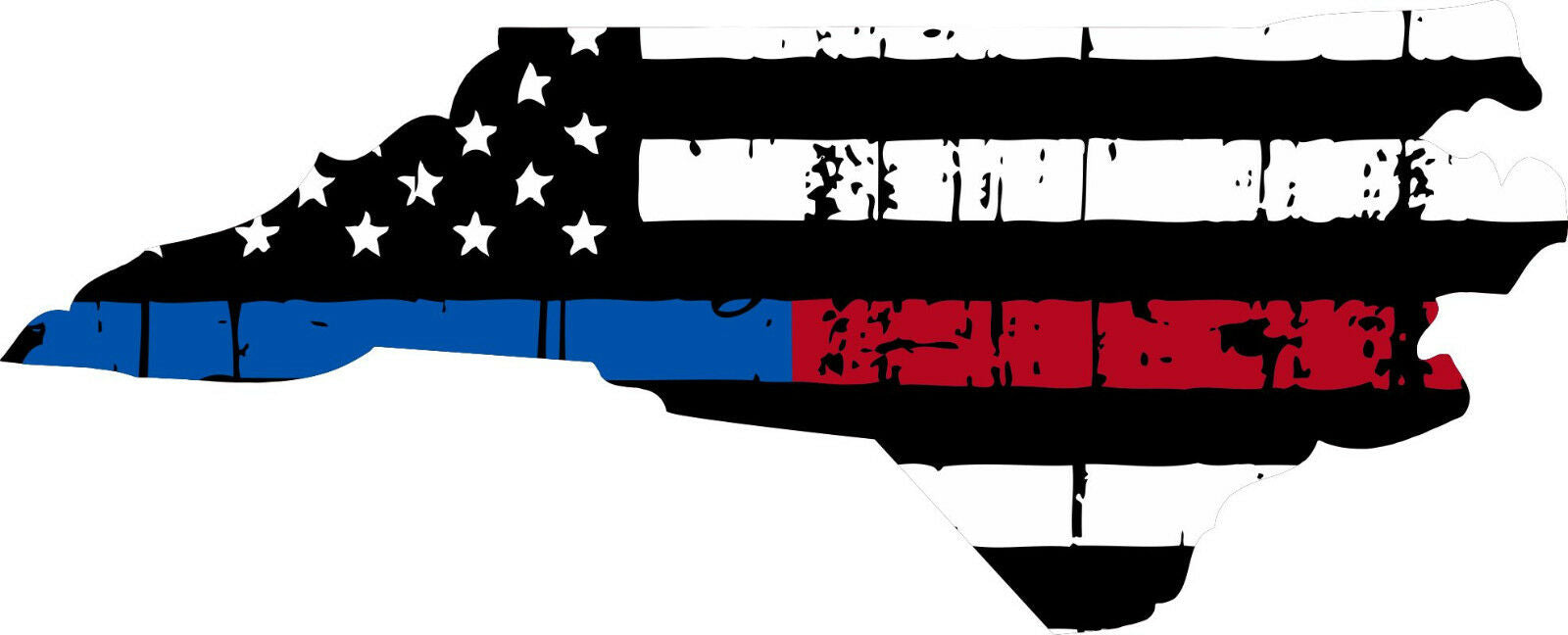 Thin Blue Red line decal - State of North Carolina Tattered Flag Decal - Powercall Sirens LLC